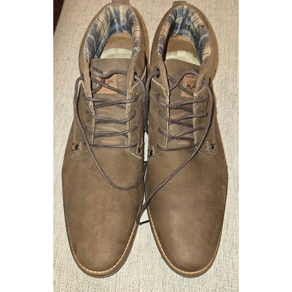 Mariner Mens Brown Leather Chukka Boots Lace Up Ankle Plaid Lined Size 8 - Picture 2 of 5